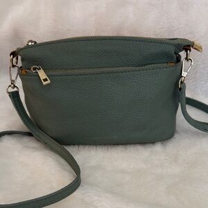 Diana Freneze Green Leather Crossbody Bag – Multi Zip